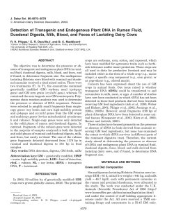 Detection of Transgenic and Endogenous Plant DNA in Rumen