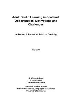 Adult Gaelic Learning in Scotland: Opportunities
