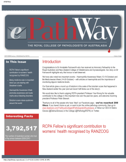 Introduction RCPA Fellow`s significant contribution to womens