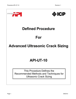 Defined Procedure For Advanced Ultrasonic Crack Sizing API-UT-10