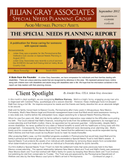 Special Needs Planning Report September