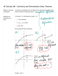AP Calculus AB &ndash; Continuity and Intermediate Value Theorem