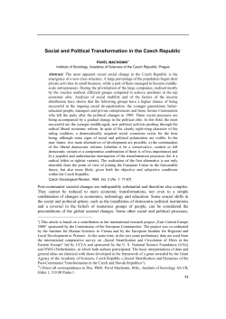 Social and Political Transformation in the Czech Republic*