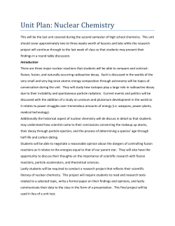 Unit Plan: Nuclear Chemistry