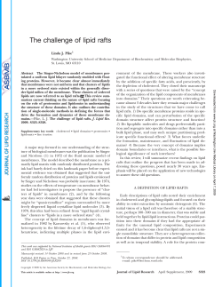 The challenge of lipid rafts - Department of Biochemistry and