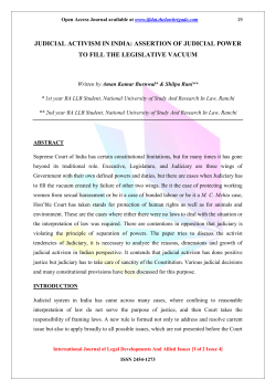 judicial activism in india: assertion of judicial power to fill the