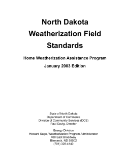 North Dakota Weatherization Field Standards