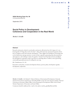 Social Policy in Development: Coherence and Cooperation in the