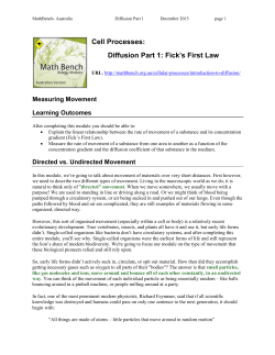 Cell Processes: Diffusion Part 1: Fick`s First Law