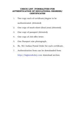 check list /formalities for authentication of educational degrees