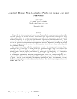 Constant Round Non-Malleable Protocols using One