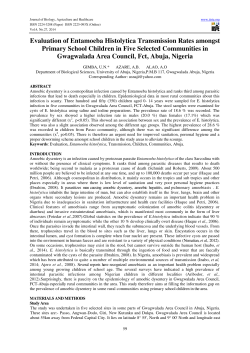 Evaluation of Entamoeba Histolytica Transmission Rates