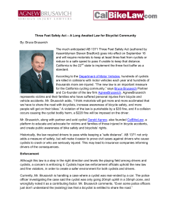 Three Feet Safety Act &ndash; A Long Awaited Law for Bicyclist Community