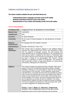 French Content Modules - Birkbeck, University of London