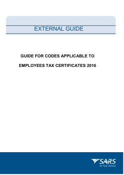 Guide for Codes Applicable to Employees Tax Certificates 2016