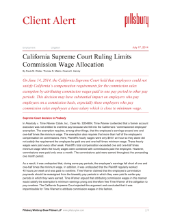 California Supreme Court Ruling Limits Commission Wage Allocation