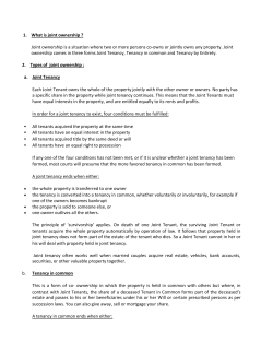 1. What Is joint ownership ? Joint Tenancy