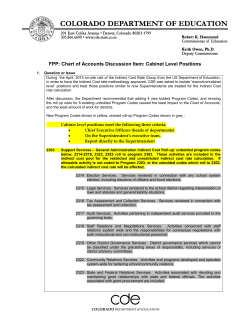 FPP: Chart of Accounts Discussion Item: Cabinet Level