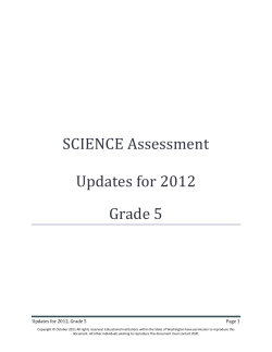 Grade 5 Science Assessment Updates 2012