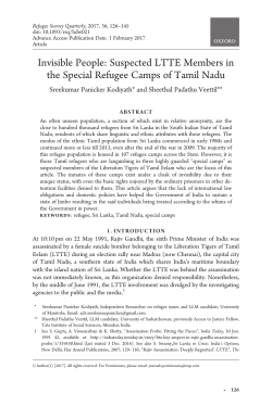 Invisible People: Suspected LTTE Members in the Special Refugee