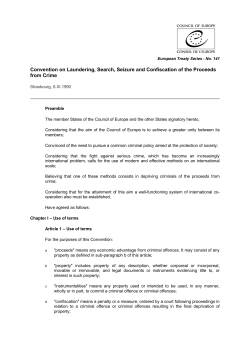 Convention on Laundering, Search, Seizure and Confiscation