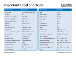 Important Excel Shortcuts