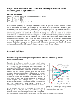 Project A6: Multi-‐flavour Mott transitions and magnetism of ultracold