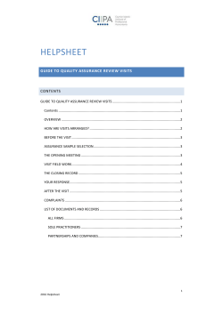 Guide to Audit Monitoring Visits - Cayman Islands Institute of