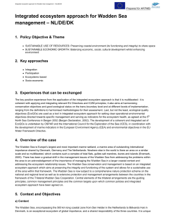 Integrated ecosystem approach for Wadden Sea management &ndash; NL