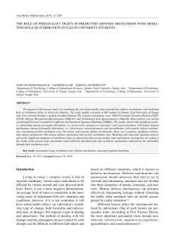 the role of personality traits in predicting defense mechanisms with