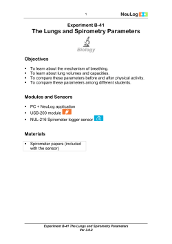 Experiment B-41 The Lungs and Spirometry