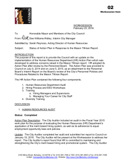 Status of Action Plan in Response to the Mason