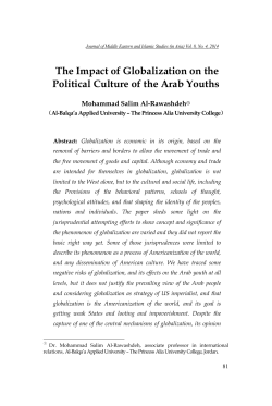 The Impact of Globalization on the Political Culture of the Arab Youths