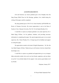 i ACKNOWLEDGEMENTS First and foremost, my sincere gratitude