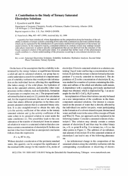 A Contribution to the Study of Ternary Saturated Electrolyte Solutions