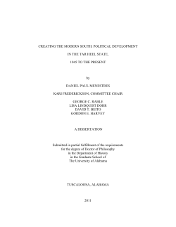 CREATING THE MODERN SOUTH: POLITICAL DEVELOPMENT IN