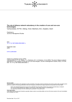 Tilburg University The role of alliance network redundancy in the