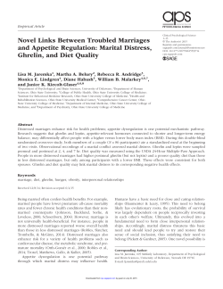 Novel Links Between Troubled Marriages and Appetite Regulation
