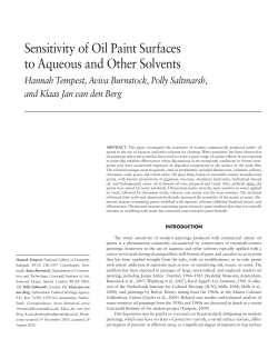 Sensitivity of Oil Paint Surfaces to Aqueous ond Other Solvents