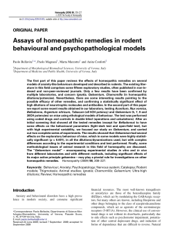 Assays of homeopathic remedies in rodent
