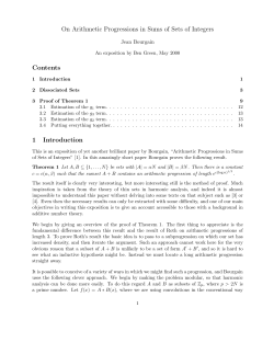 On Arithmetic Progressions in Sums of Sets of Integers Contents 1