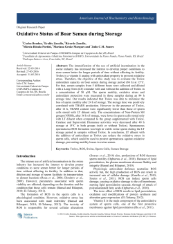 Oxidative Status of Boar Semen during Storage