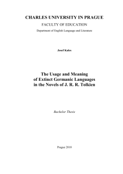 CHARLES UNIVERSITY IN PRAGUE The Usage and Meaning of