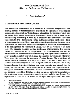 New International Law: Silence, Defence or Deliverance?