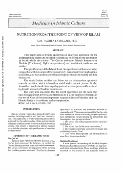 nutrition from the point of view of islam
