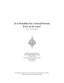 Is it Possible For a Saved Person Ever to be Lost?