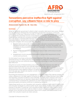 Tanzanians perceive ineffective fight against