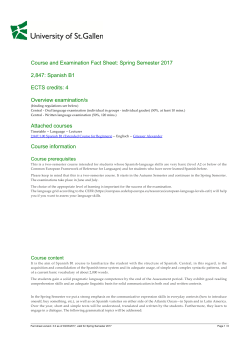 Merkblatt 2847 Spanish B1, Spring Semester 2017