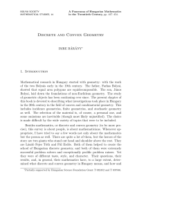 Discrete and Convex Geometry