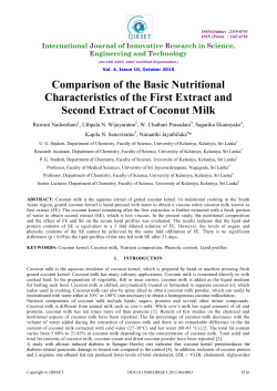 Comparison of the Basic Nutritional Characteristics of the